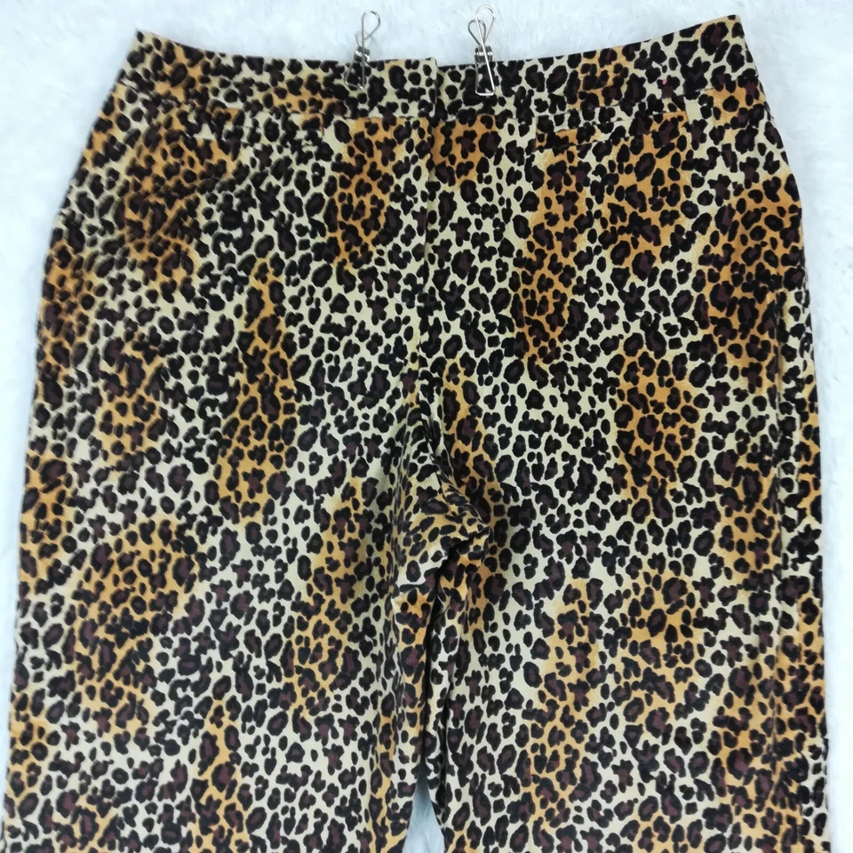 Pantalones para mujer Larry Levine capri estampado de leopardo elástico pana tiro alto 16 Foto 3 de 4