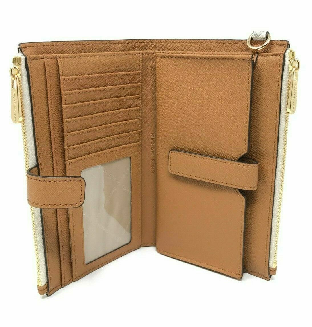 michael kors wallet white and brown