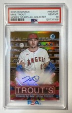 Mike Trout 2025 Bowman Hobby Stars Chrome Gold Refractor Auto /50 PSA 10 Angels