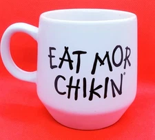 2023 Chick-fil-a EAT MOR CHIKIN Slogan White 17 oz Ceramic Coffee Mug