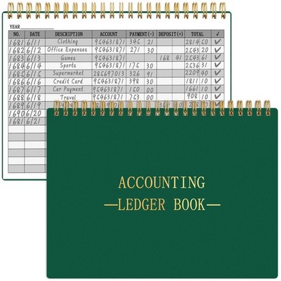 HAUTOCO Accounting Ledger Book A5 Horizontal Books for Dark Green 