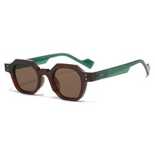 Polygon Sunglasses Hexagon Frame Gradient Lens UV400 Rivet Unisex Glasses