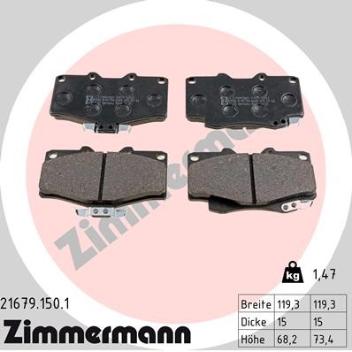 Vorderachse Zimmermann 21679.150.1 Bremsbelagsatz, Scheibenbremse FüR Toyota,Vw-image