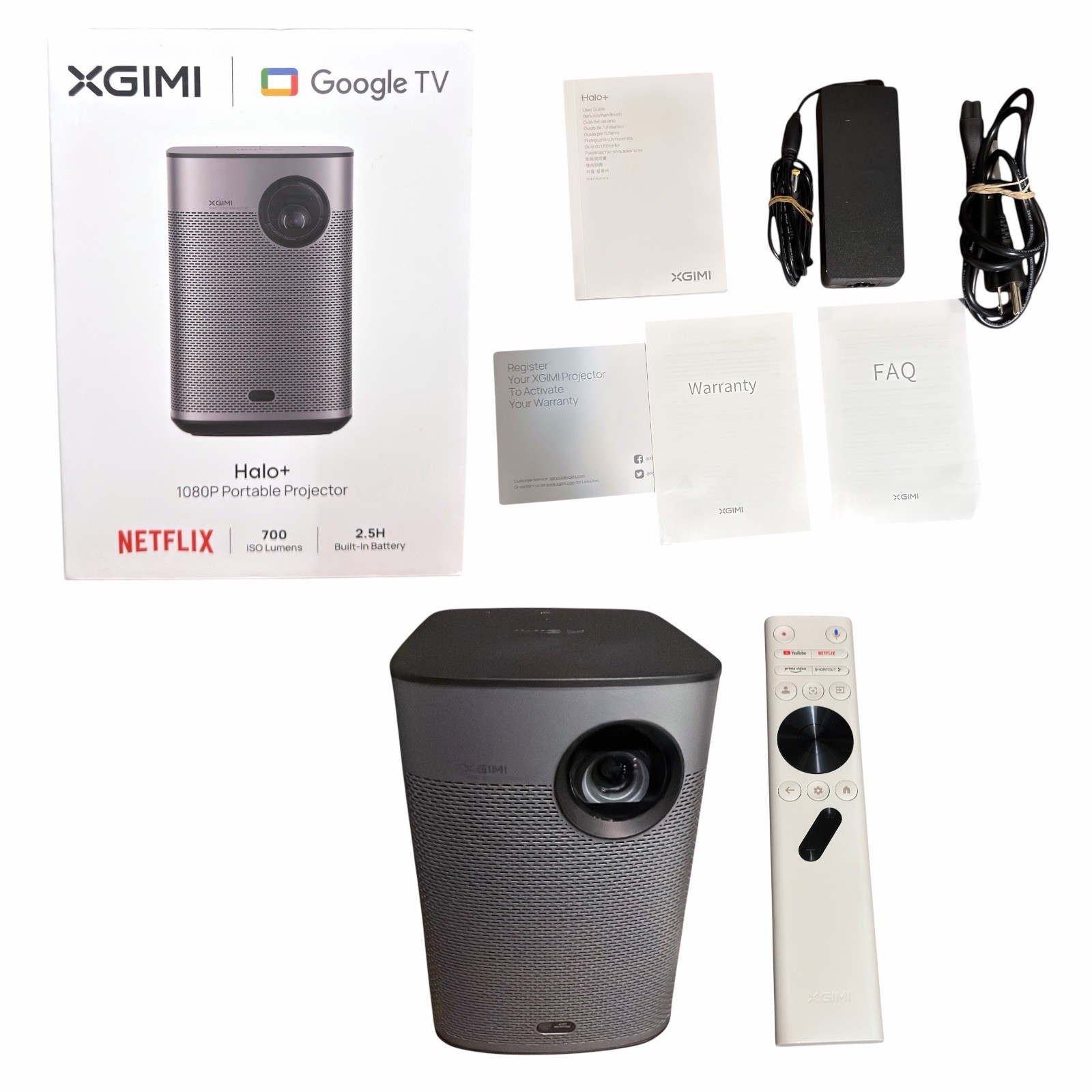 XGIMI Halo+ Portable 1080P Projector | Google TV | Built-In Battery