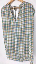Women's Madewell Kaftan Dress Size XS Checkered Tie Back Double V-neckline Boho