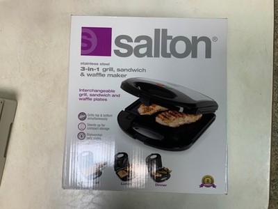 Salton 3-in-1 Sandwich Maker, Waffle Maker, Grill Black SM1543
