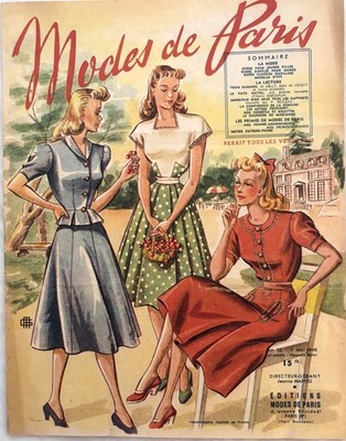Modes de Paris Nr. 75 vom 7. Mai 1948 alte Zeitschrift Nähen Damenmode
