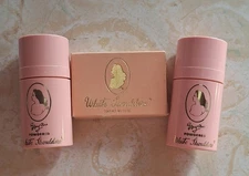VINTAGE EVYAN WHITE SHOULDERS DUSTING POWDER TALC SHAKER TRAVEL SIZE Lot Of 2