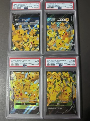 Sequential 2021 Pokemon Celebrations SWSH Pikachu V-Union Set PSA 9 / PSA 10