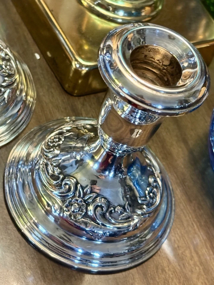 Пара подсвечников Reed & Barton из чистого серебра 4,25 дюйма 21S - Изображение 3 из 4