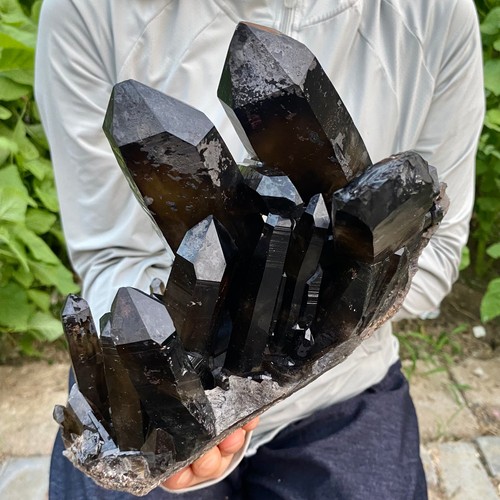 10.55LB Large Natural Smoky Black Quartz Cluster Crystal raw Specimen Healing - Picture 9 of 14