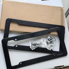 2 Pack Carbon Fiber License Plate Frame 4 Hole Us Standard With Mount Hardware
