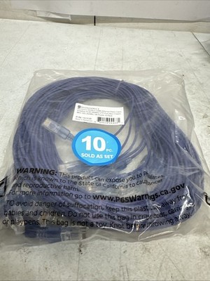 (QTY 10) Monoprice 16338: SlimRun Cat6A Ethernet Patch Cable 14ft 30AWG 10G