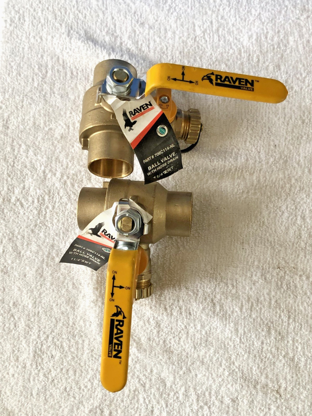RAVEN 1-1/4” BALL VALVE SWEAT W-HOSE DRAIN 706R114-NL TWO LOT FREE SHIPPING