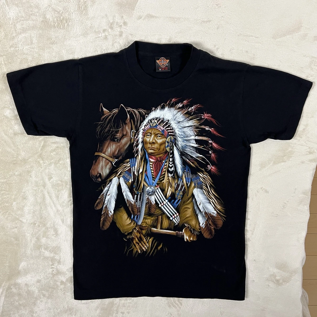 T-shirt Amérindien Vintage Années 90 Sedona Turquoise – Fruit Of The Loom Taille L