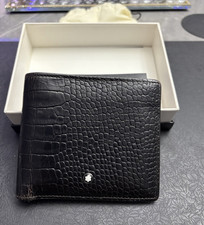 Montblanc Black Crocodile Embossed Leather Bifold Wallet with Logo Accent