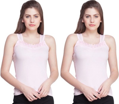 Baumwoll Cami Top Regular Fit Damen - 2er Pack In Hellrosa