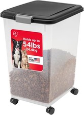 Airtight Dog Food Storage Container Up to 54 lbs Attachable Wheels For Dog Cat