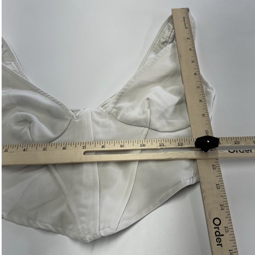 Bardot Top Women US 2 White Bronte Corset Crop Structured Bustier V-Neck - Picture 9 of 13