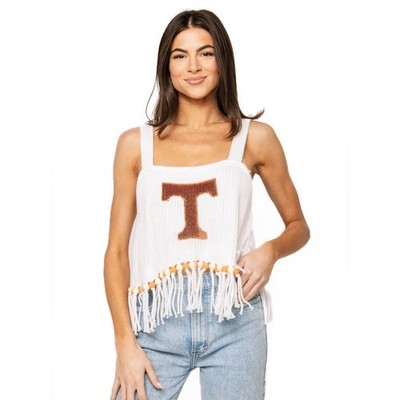 NEW Queen of Sparkles University of Tennessee Fringe Bead Sweater Tank. Size XS