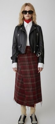 Acne Studios Tubular Wrap Skirt Sz 8 10 Tartan Plaid Wine Raw Academia Preppy
