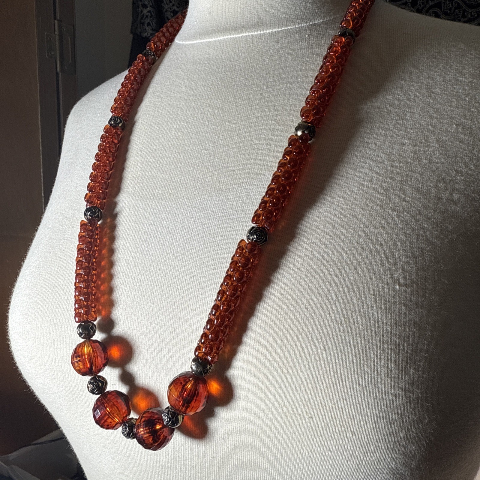 Vintage Cherry Rootbeer Amber Bakelite Necklace 3… - image 5
