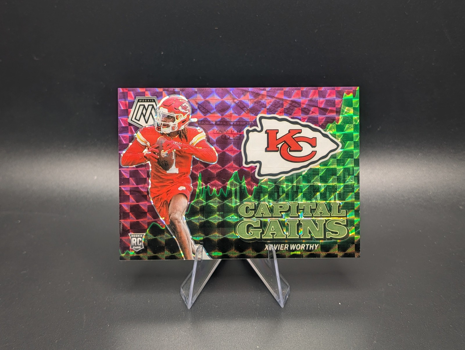 2024 Panini Mosaic Football - Xavier Worthy (RC) - Capital Gains Purple /49