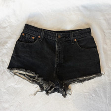 Vintage Levi’s 551 Dark Wash Cut off Jean Shorts 12 Petite Waist 29 USA Made