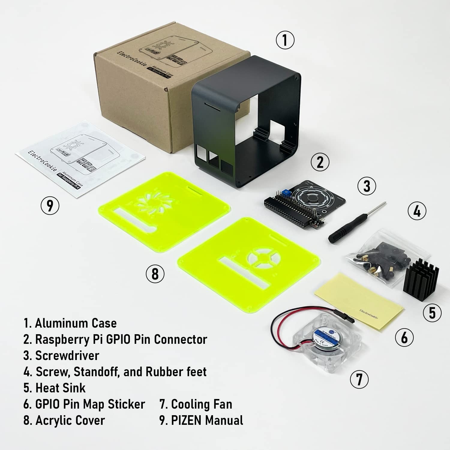 Raspberry Pi 4 Case Aluminum Mini Tower with Cooling Fan Color Changing ...