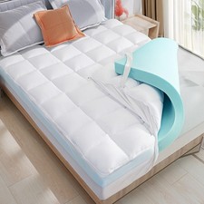 Queen Size Dual Layer 4 Inch Memory Foam Mattress Topper,2 Inch Memory Foam a...