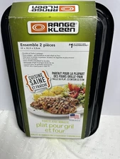 Range Kleen Broiler Pans for Ovens - 2 Pc Black Porcelain Coated Steel