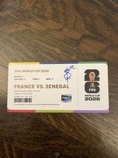 Bradley Barcola Signed Autograph France 2026 World Cup GOAL Souvenir Ticket Stub
