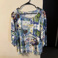 CJ Banks white 3/4 sleeve “Chocolatier Confiseur” top - women’s 3X