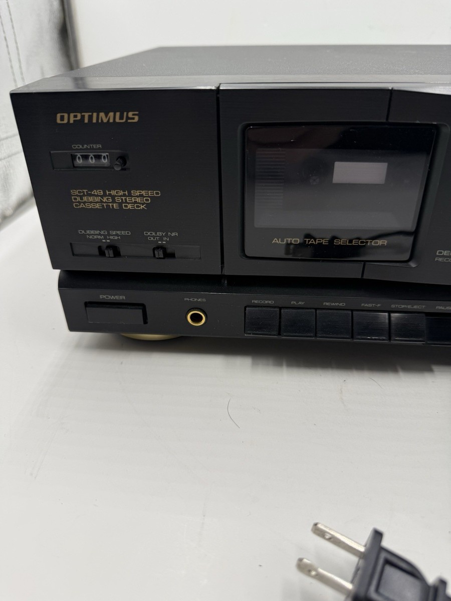 Optimus Home Stereo Double Cassette Tape Deck Sct-49 Dual Tapes