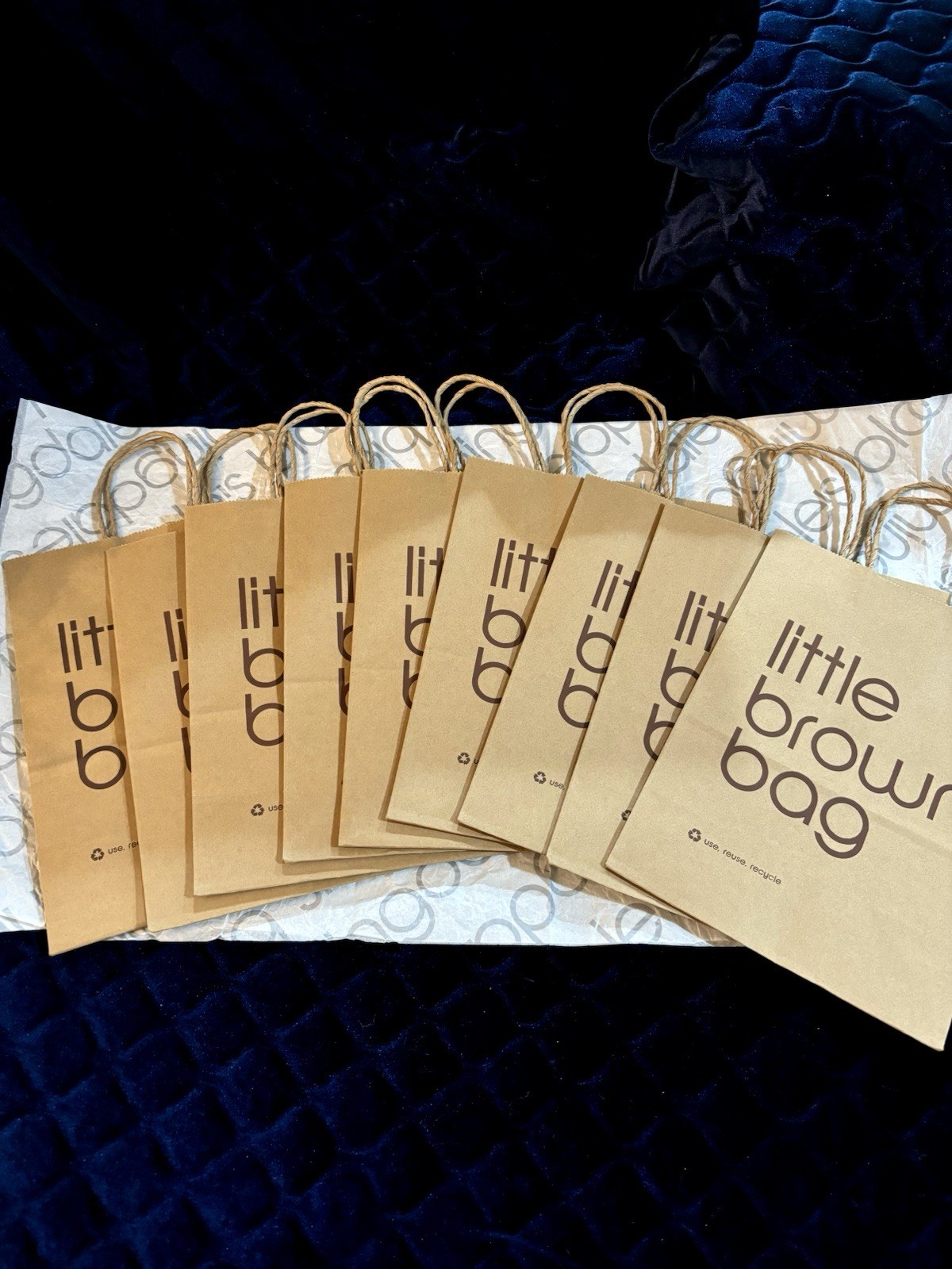 New Lot Of 3 BLOOMINGDALE'S Little Brown Tote SHOPPING Paper GIFT BAGs W/Tissue