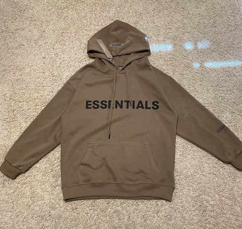 Fear of God Essentials Hoodie Mens Medium Tan Brown Pullover Hooded Sweatshirt