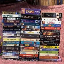 52 VHS Tape Lot Disney Horror Action Classics Sealed Top Gun Fantasia Star Wars
