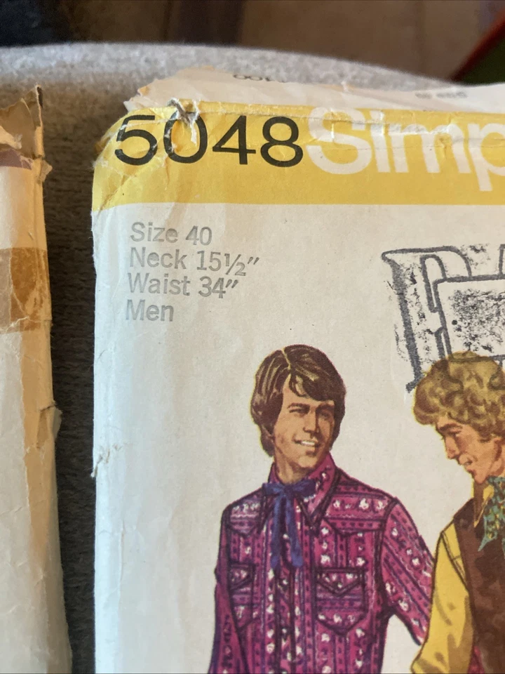 Lot 3 VTg 1970’s  SIMPLICITY Men’s Clothing PATTERNS Disco & Country Western - Image 3 of 4