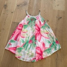 Floral Mini Dress Pink Green Size L Flowing Summer Boho Beach