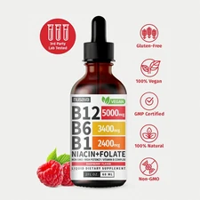Vitamin B12 and B6 Liquid Drops B12 Sublingual Vitamin B Complex - B1
