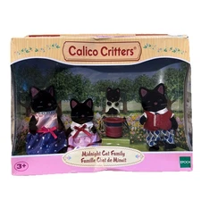 Calico Critters MIDNIGHT CAT FAMILY Mom Dad Sister Baby Brother NIB