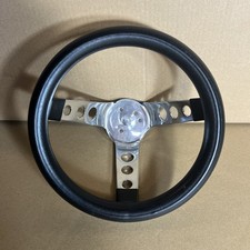 Hotrod 10 Inch 3-spoke Black Chrome Steering Wheel W Holes