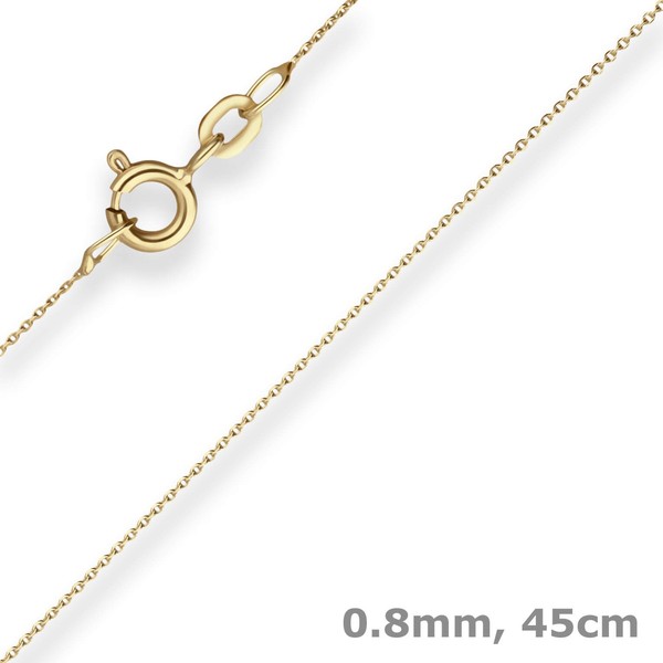 0,8Mm Ankerkette Flach Goldkette Collier Halskette Aus 585 Gold Gelbgold 45Cm-image