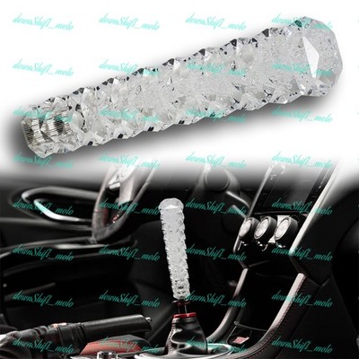 White VIP 3D Diamond Crystal Style Manual Bubble Shifter Shift Knob Head - 200mm
