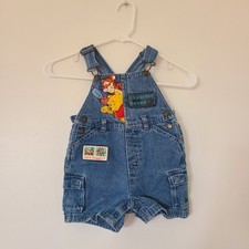 Vintage 2000's Winnie The Pooh  Tigger Denim Overalls 18 Month Bugs  Nature