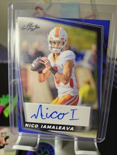 2024 Leaf Football Nico Iamaleava Autograph Blue Parallel BA-NI1