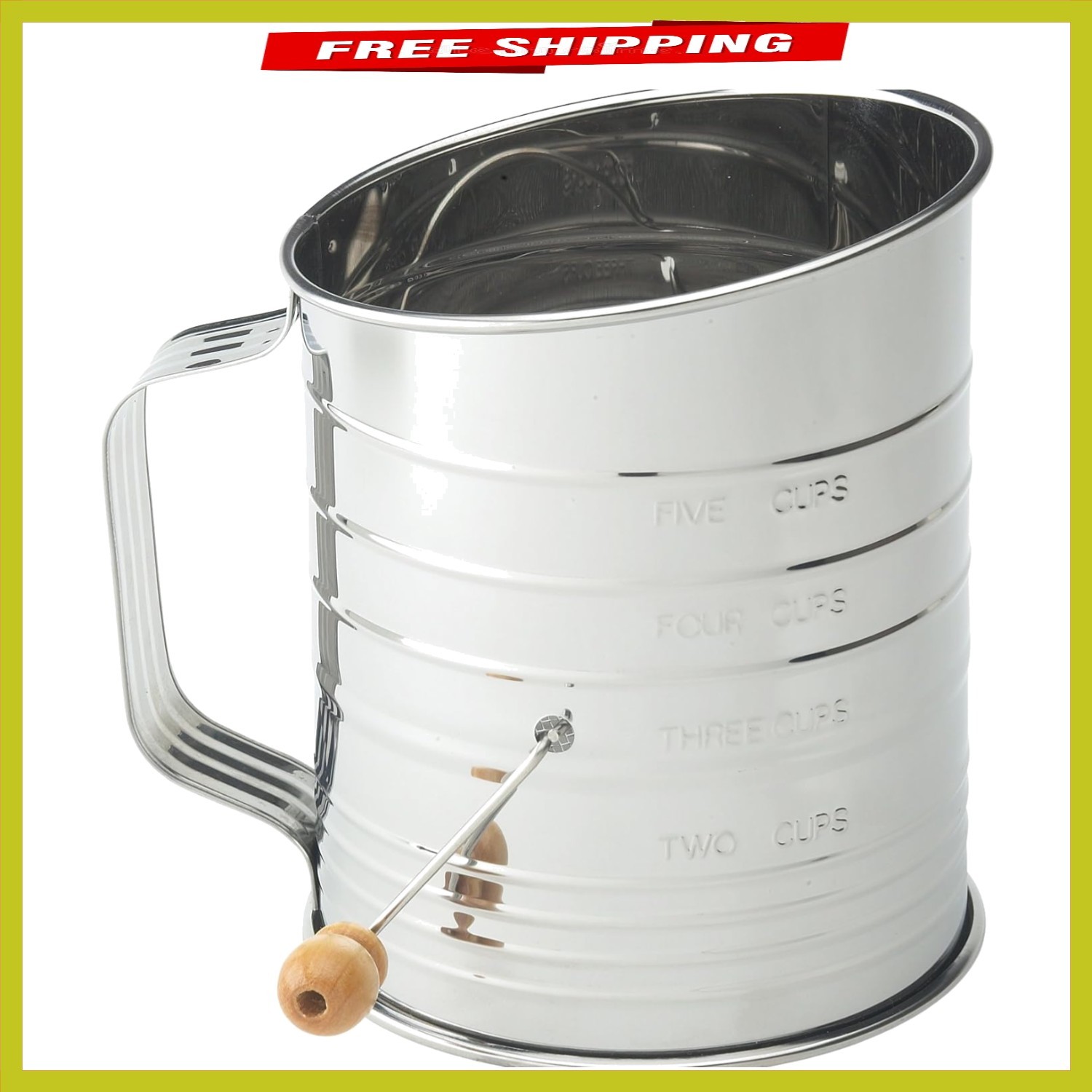 Durable 5-Cup Stainless Steel Hand Crank Sifter - For Lighter, Fluffier Cookies