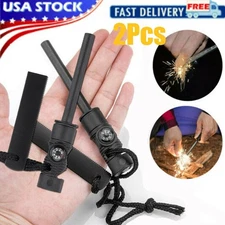 2X Fire Starter Flint Steel Striker Survival Kit Ferro Rod Camping Outdoor Tool