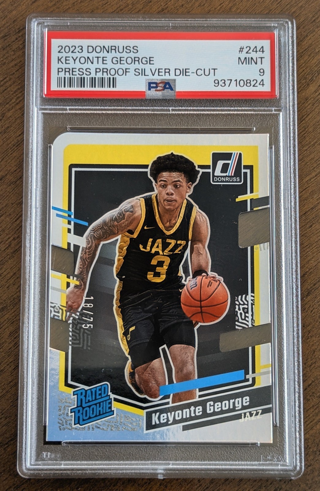 KEYONTE GEORGE 2023 RATED ROOKIE PRESS PROOF SILVER DIE CUT /75 #244 PSA 9 POP 1