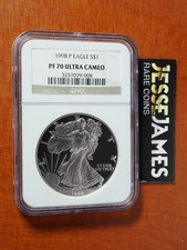 1998 P PROOF SILVER EAGLE NGC PF70 ULTRA CAMEO CLASSIC BROWN LABEL